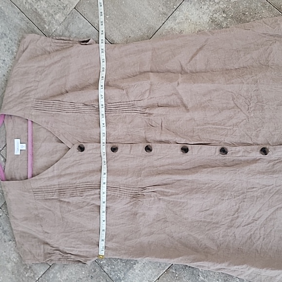 J Jill Love Linen Button Front Pintuck Tan Dress/Tunic Sz XL Petite - Picture 8 of 9